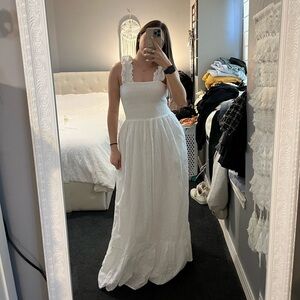 Bobi Elegant White Smocked Dress